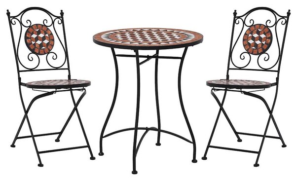 3dílný mozaikový bistro set keramický terakotový 279689