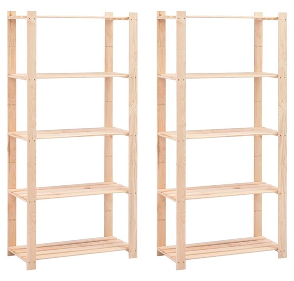 Úložný regál 5 polic 2 ks 80x38x170 cm masivní borovice 250 kg 279404