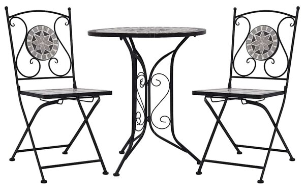 3dílný mozaikový bistro set keramický šedý 279690