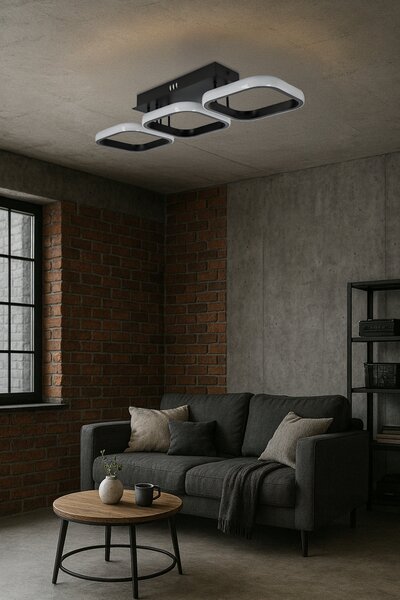 Černé moderní stropní LED svítidlo 48 W, 4320 lm, CCT, 3 režimy barvy světla