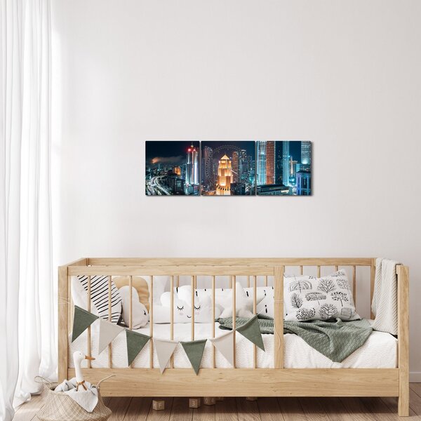 Obraz - Noc v Kuala Lumpur (s hodinami) (90x30 cm)