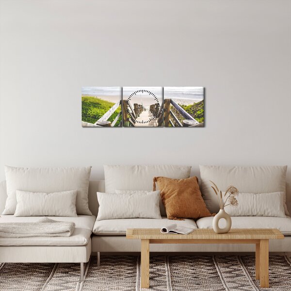 Obraz - Vstup na pláž (s hodinami) (90x30 cm)