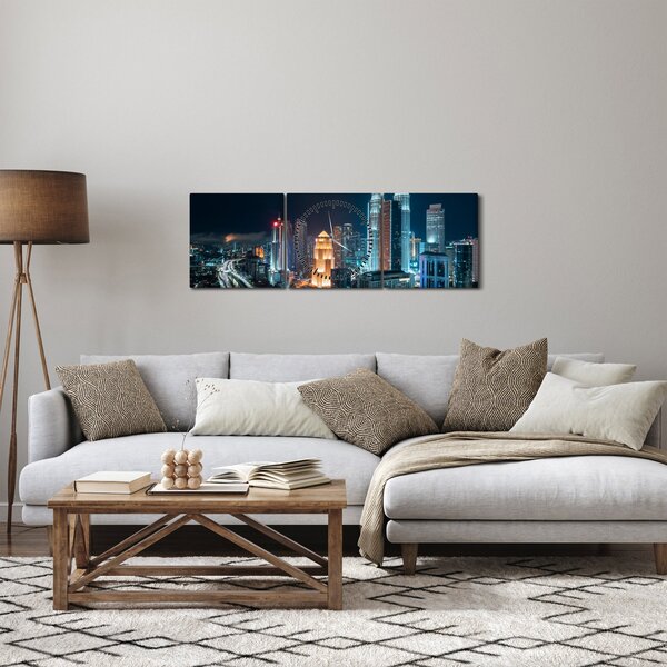 Obraz - Noc v Kuala Lumpur (s hodinami) (90x30 cm)