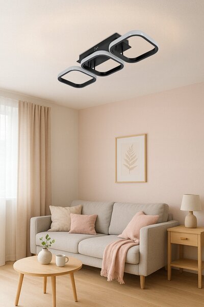 Černé moderní stropní LED svítidlo 48 W, 4320 lm, CCT, 3 režimy barvy světla