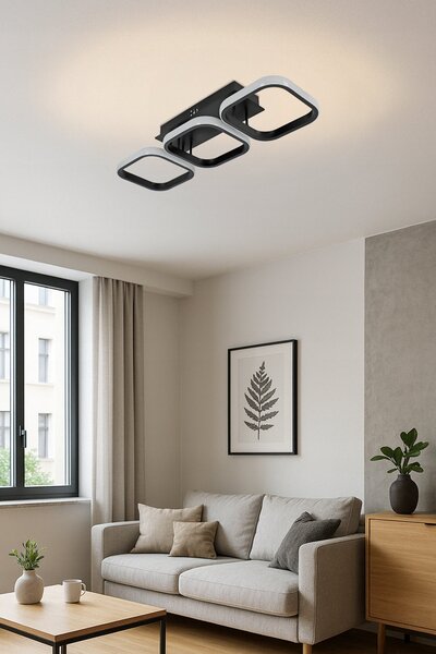 Černé moderní stropní LED svítidlo 48 W, 4320 lm, CCT, 3 režimy barvy světla