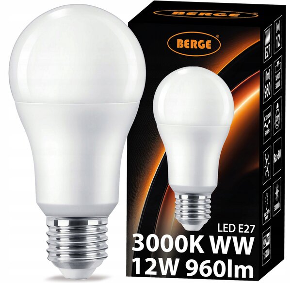 LED žárovka MILIO - E27 - A60 - 12W - 960Lm - teplá bílá BERGE