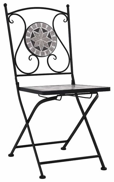 3dílný mozaikový bistro set keramický šedý 279690