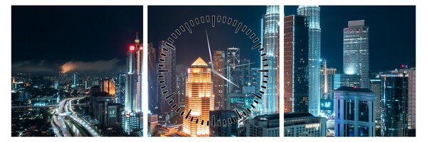 Obraz - Noc v Kuala Lumpur (s hodinami) (90x30 cm)