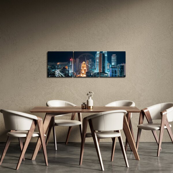Obraz - Noc v Kuala Lumpur (s hodinami) (90x30 cm)