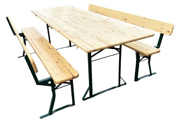 TENTino Profi pivní zahradní set 220x80 cm - STŮL + 2x LAVICE S OPĚRKOU