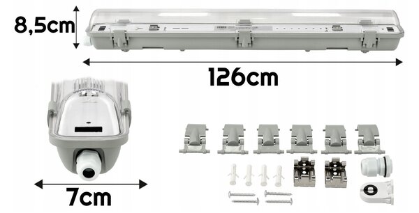 Hermetické LED plechové svítidlo 1x120cm - IP65 BERGE