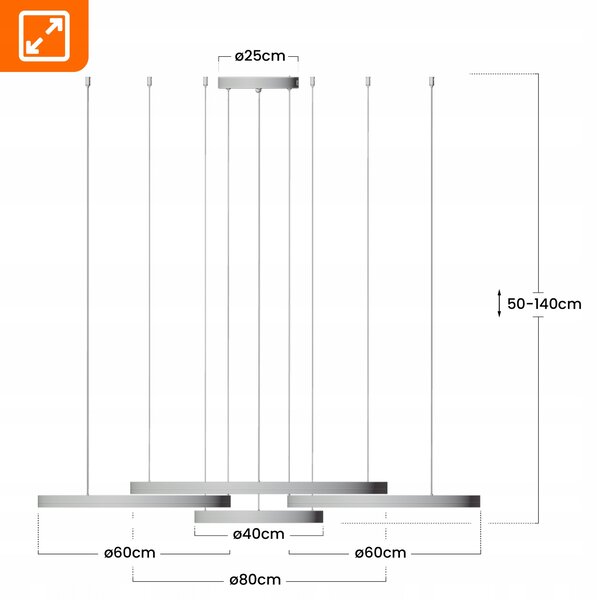 Zlaté LED závěsné svítidlo 272 W, IP20