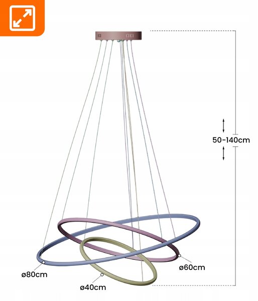 Zlaté designové závěsné LED svítidlo 113 W, IP20