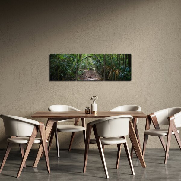 Obraz - Sluneční paprsky v džungli (s hodinami) (90x30 cm)