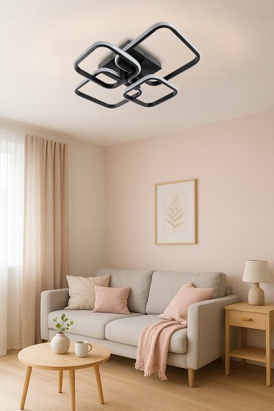 Černé moderní stropní LED svítidlo 45 W, 4050 lm, CCT, 3 režimy barvy světla