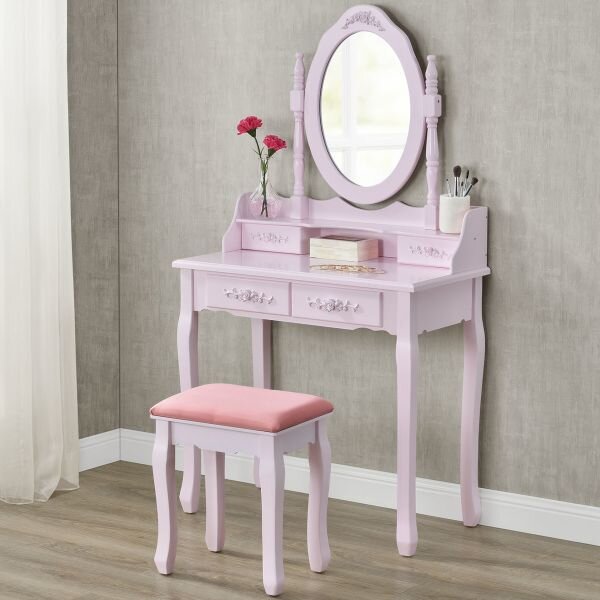 Toaletní stolek Mira - růžový