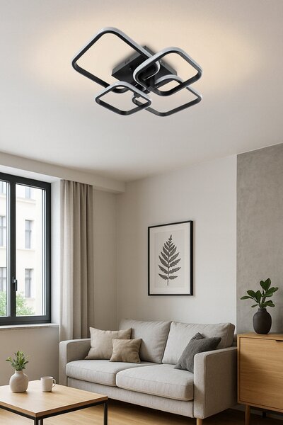 Černé moderní stropní LED svítidlo 45 W, 4050 lm, CCT, 3 režimy barvy světla