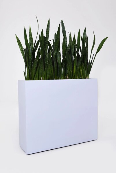 Květináč ELEMENTO, sklolaminát, šířka 88 cm, bílý mat, na kolečkách