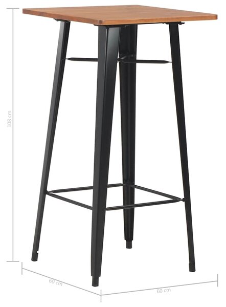 Barový stůl černý 60 x 60 x 108 cm masivní borové dřevo ocel 280082