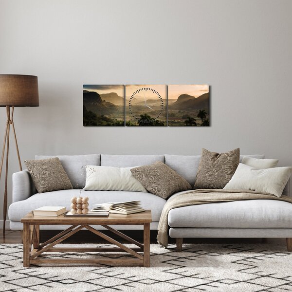 Obraz - Kubánské vrcholky (s hodinami) (90x30 cm)