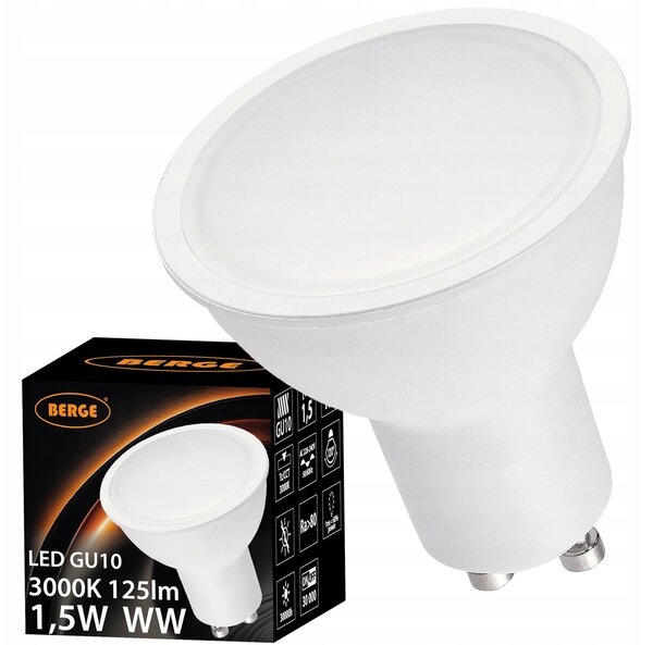 LED žárovka - GU10 - 1,5W - 125Lm - teplá bílá BERGE