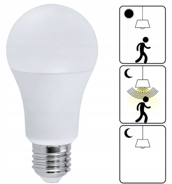 LED žárovka E27 - 11W - s mikrovlnným senzorem pohybu a soumraku - neutrální bílá BERGE