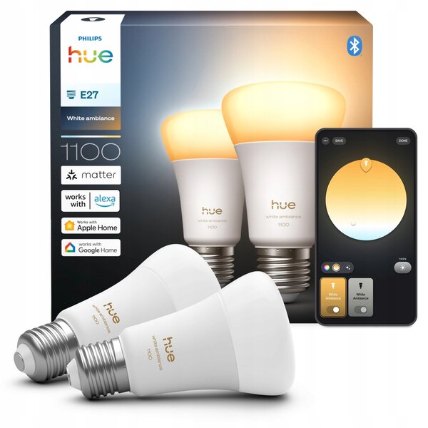 2x LED žárovka E27 8,1W 1100lm CCT Chytrá White Ambiance Philips HUE