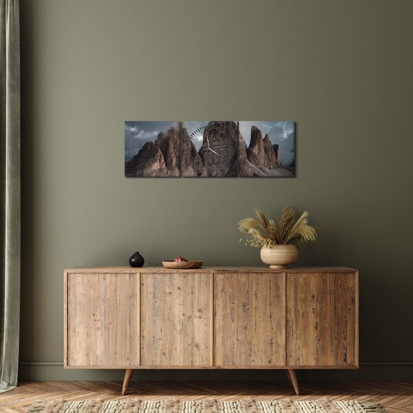 Obraz - Tři Zuby, Italské Dolomity (s hodinami) (90x30 cm)