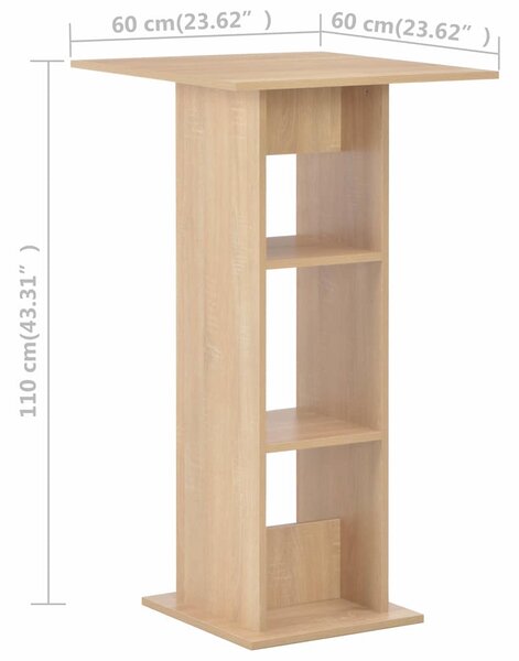 Barový stůl dub 60 x 60 x 110 cm 280207