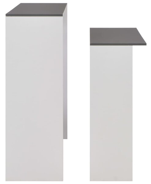 Barový stůl se 2 stolními deskami bílý a šedý 130 x 40 x 120 cm 280221