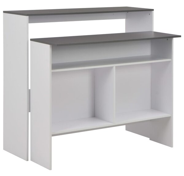 Barový stůl se 2 stolními deskami bílý a šedý 130 x 40 x 120 cm 280221