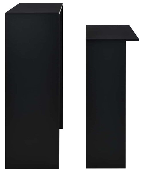 Barový stůl se 2 stolními deskami černý 130 x 40 x 120 cm 280218