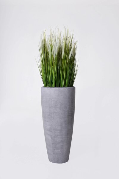 Květináč CITY, sklolaminát, výška 80 cm, beton design, šedý