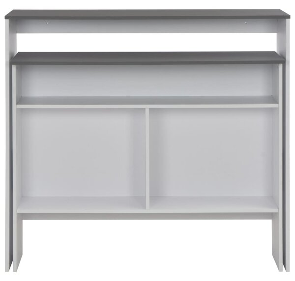 Barový stůl se 2 stolními deskami bílý a šedý 130 x 40 x 120 cm 280221