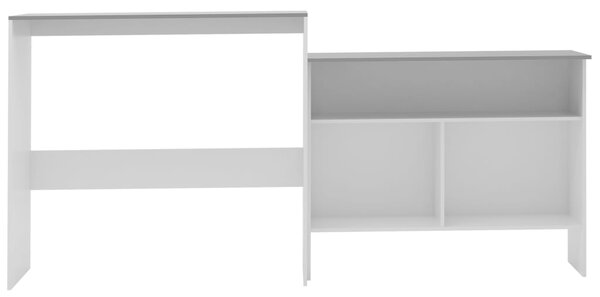 Barový stůl se 2 stolními deskami bílý a šedý 130 x 40 x 120 cm 280221