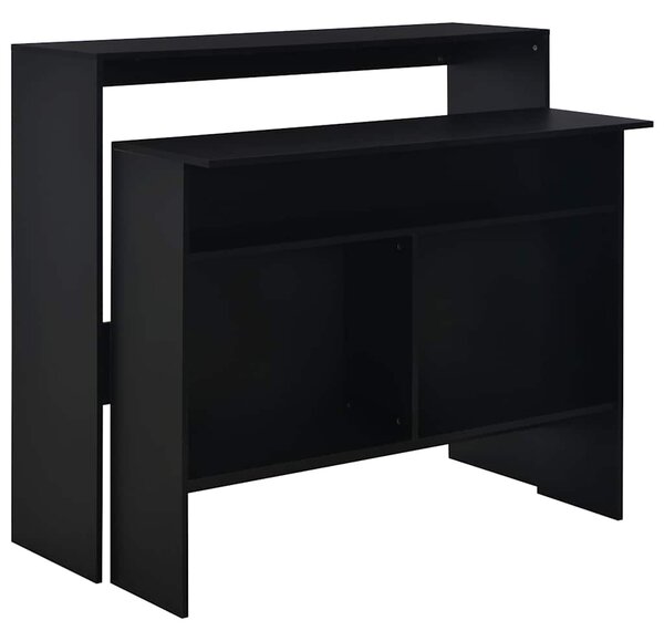 Barový stůl se 2 stolními deskami černý 130 x 40 x 120 cm 280218