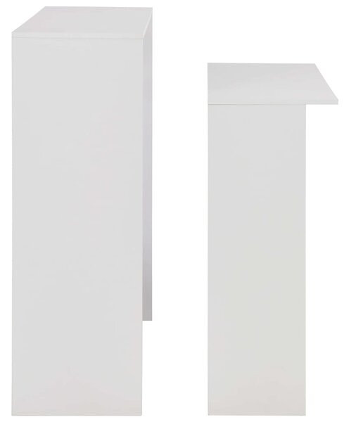 Barový stůl se 2 stolními deskami bílý 130 x 40 x 120 cm 280217