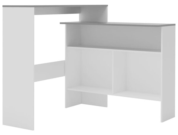 Barový stůl se 2 stolními deskami bílý a šedý 130 x 40 x 120 cm 280221