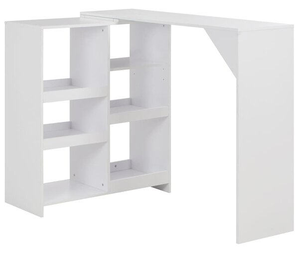 Barový stůl s pohyblivým regálem bílý 138 x 39 x 110 cm 280222