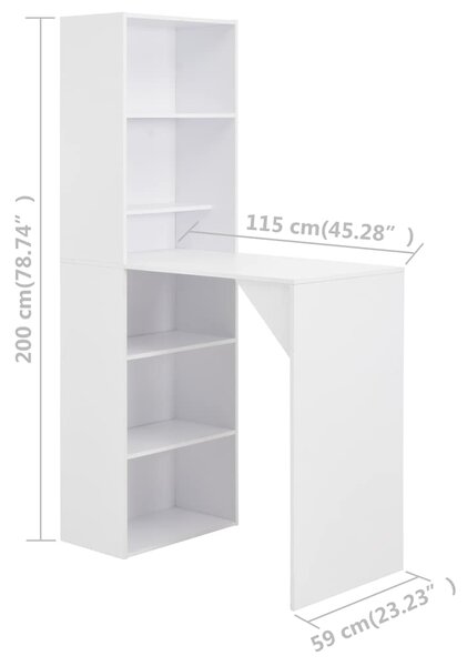 Barový stůl se skříní bílý 115 x 59 x 200 cm 280227
