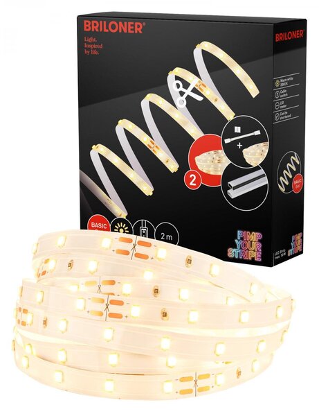 BRI 2150112 Pimp Your Stripe základní sada LED Strip 2m, teplá bílá, On/Off - BRILONER