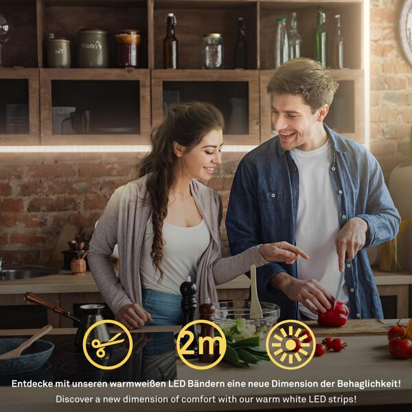 BRI 2150112 Pimp Your Stripe základní sada LED Strip 2m, teplá bílá, On/Off - BRILONER