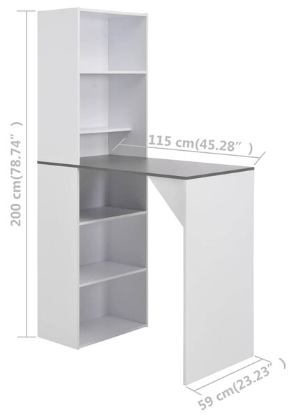 Barový stůl se skříní bílý 115 x 59 x 200 cm 280231