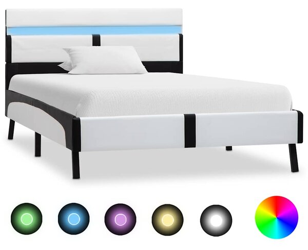 Rám postele s LED světlem bílý a černý umělá kůže 90 x 200 cm 280297