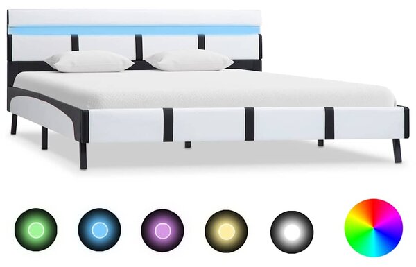 Rám postele s LED světlem bílý umělá kůže 140 x 200 cm 280299
