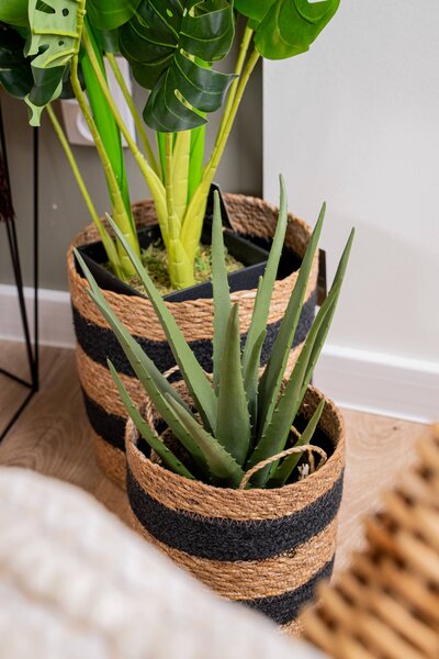 Umělá rostlina ALOE v košíku, 37 cm