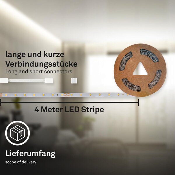 BRI 2156224 Pimp Your Stripe prodlužovací sada LED Strip 4m, teplá bílá, zkratitelná, On/Off - BRILONER