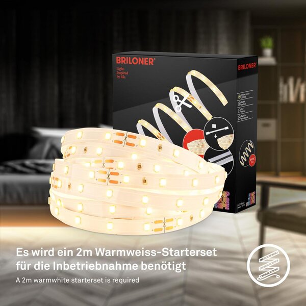 BRI 2156224 Pimp Your Stripe prodlužovací sada LED Strip 4m, teplá bílá, zkratitelná, On/Off - BRILONER