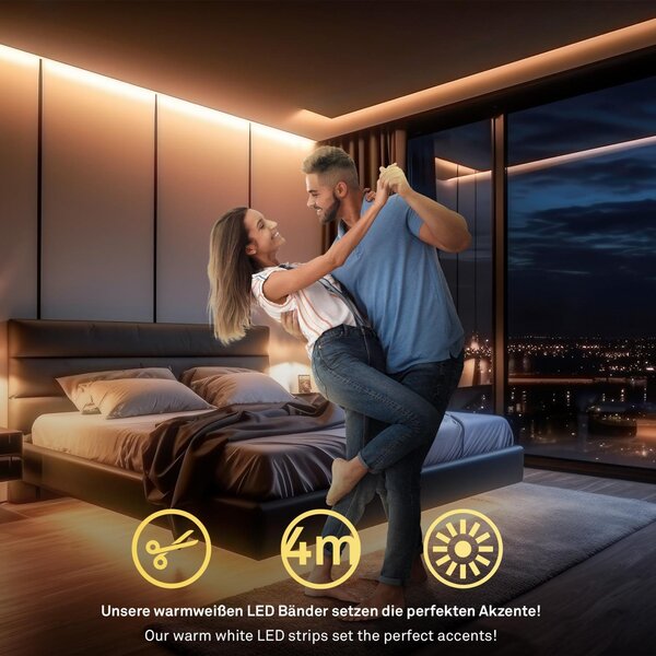 BRI 2156224 Pimp Your Stripe prodlužovací sada LED Strip 4m, teplá bílá, zkratitelná, On/Off - BRILONER