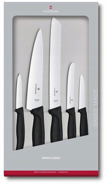 Victorinox Swiss Classic Sada kuchyňských nožů Černá Nerezová Ocel 5 ks